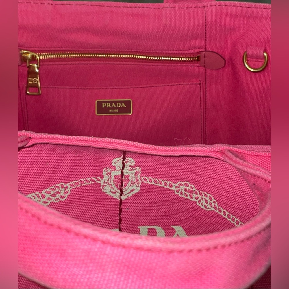 Prada Canapa classic pink denim tote bag No Detachable strap & Dustbag EUC - Picture 16 of 17